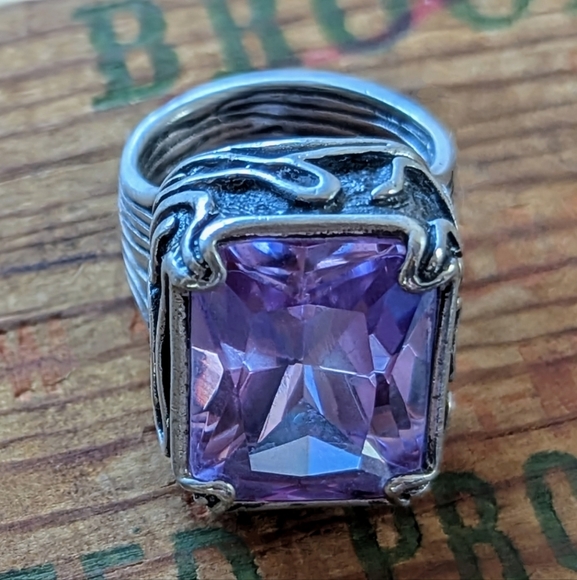 Silpada Lavender Fields Purple Radiant Cut Cubic Zirconia Statement Ring Retired - Picture 8 of 9